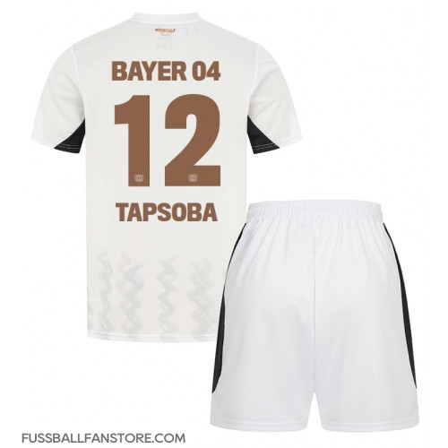 Bayer Leverkusen Edmond Tapsoba #12 Replik Auswärtstrikot Kinder 2024-25 Kurzarm (+ Kurze Hosen)